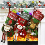 Christmas Big Stockings Set Decorations Christmas 3D Plush Big Sock Christmas Tree Pendant Decorating Supplies